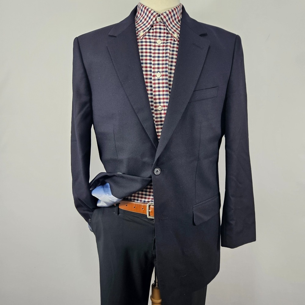 J.Crew Men's Sport Coat Blazer Two Button Deep Navy Wool Size 42L